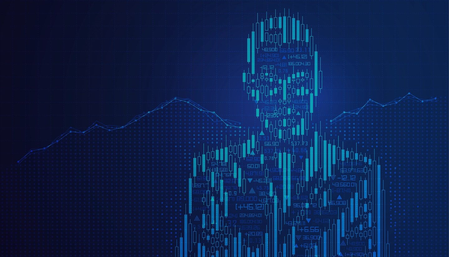 Hintergrundgrafik von KI-Handelssoftware